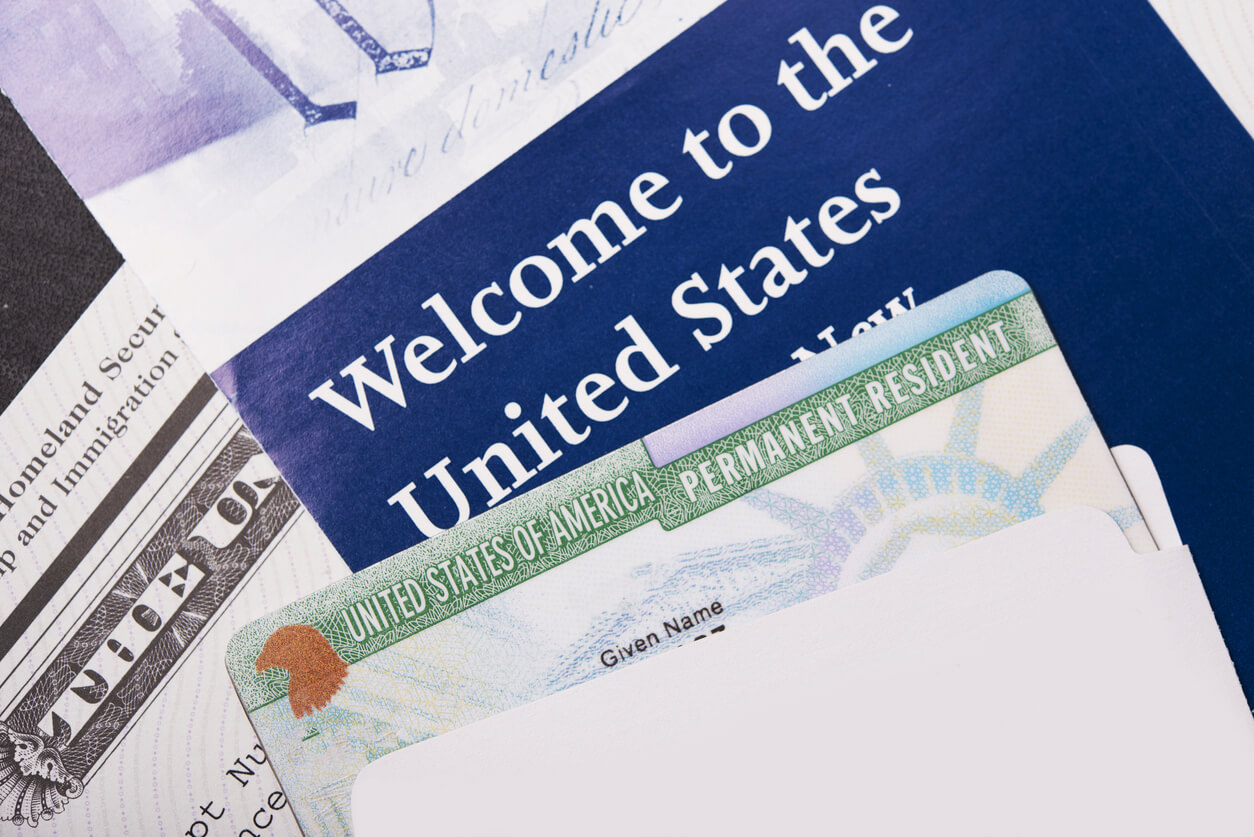 Green card and other immigration documents.